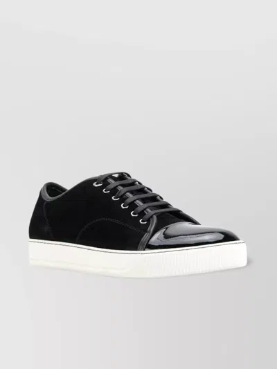 Lanvin Shiny Toe Leather Sneakers In Black
