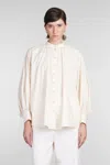Lanvin Puff Sleeve Poplin Shirt In Beige