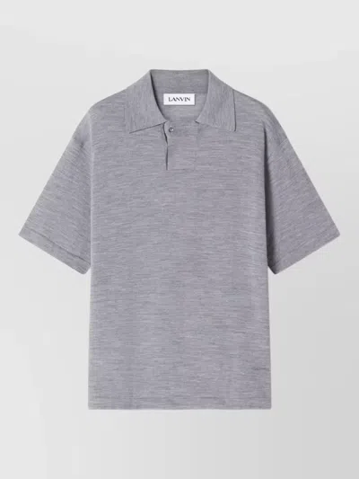 Lanvin Grey Short Sleeve Polo Shirt With Button Detail In Gray