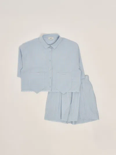 Lanvin Kids' Shirt +shorts Suit In Blue
