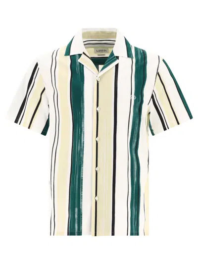Lanvin Shirt With Striped Pattern Shirts Green In White