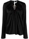 Lanvin Draped Long-sleeved Blouse In Black