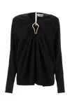 Lanvin Draped Long-sleeved Blouse In Black
