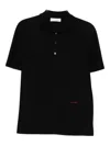 Lanvin Short Sleeve Polo Shirt With Ribbed Collar In Black