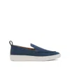 Lanvin Slip-on Suede Sneakers With Contrasting Rubber Sole In Blue