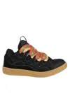 Lanvin Curb Sneakers In Leather And Suede With Multicolor Laces In Black