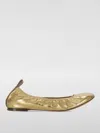 Lanvin Ruched Detail Metallic Ballerina Shoes In Gold