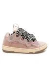 Lanvin Curb Sneakers In White And Pink Leather In Pink
