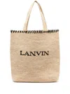 Lanvin Logo-embroidered Raffia Tote Bag In Neutral