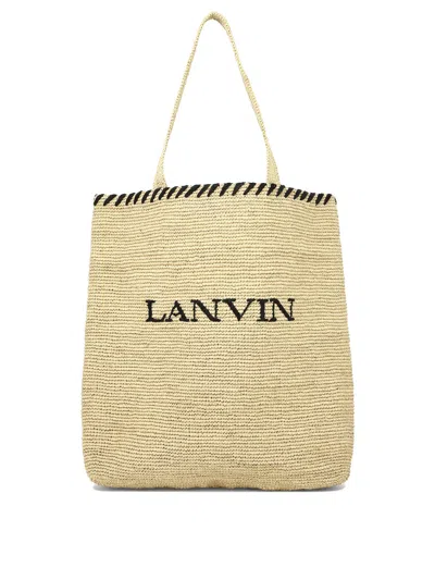 Lanvin Shopping Bag With Logo In Blackwhite