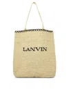 LANVIN SHOPPING BAG WITH LOGO SHOULDER BAGS BEIGE