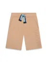 Lanvin Beige Shorts With Logo And Curb Motif In Beige