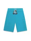 Lanvin Turquoise Shorts With Logo And Curb Motif In Beige
