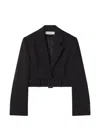 Lanvin Structured Peak Lapel Jacket With Built-in Belt In Black
