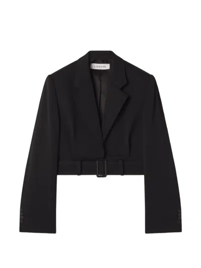 Lanvin Short Belted Jacket In Wool In Animal Print