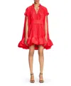 Lanvin Short Charmeuse Dress In Poppy Red