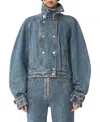 Lanvin Buttoned Funnel-neck Jacket In Blue