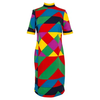 Pre-owned Lanvin Short Dress In Multicolored Jersey In Blue