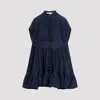 Lanvin Short Ruffle Dress Front Drawstring In Ink Blue