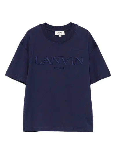 Lanvin Short Sleeve Logo Tee For Boys In Blue