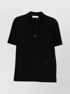 Lanvin Short Sleeve Polo Shirt With Ribbed Collar In Black