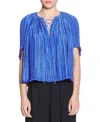 Lanvin Pleated Charmeuse Top Ruffled Sleeves In Dream