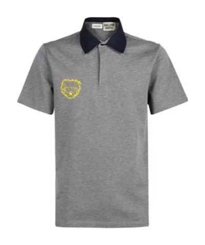 Lanvin Short-sleeved Lapel Polo Shirt In Gray