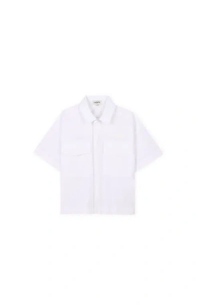 Lanvin Kids'  Short-sleeved Shirt With Oversize Front Pockets In White