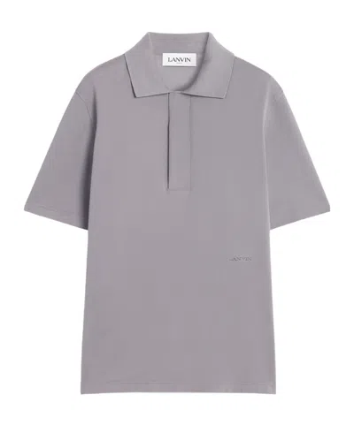 Lanvin Short-sleeved Straight Hem Polo Shirt In Gray