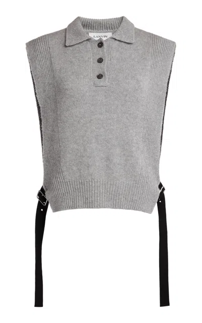 Lanvin Short Sleeveless Cashmere-blend Jumper In Gray