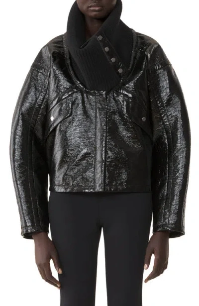 Lanvin Short Vinyl Coat In Black