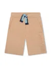 Lanvin Beige Shorts With Logo And Curb Motif In Brown
