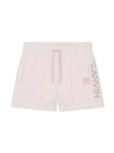 Lanvin Shorts Con Logo Ricamato In Pink