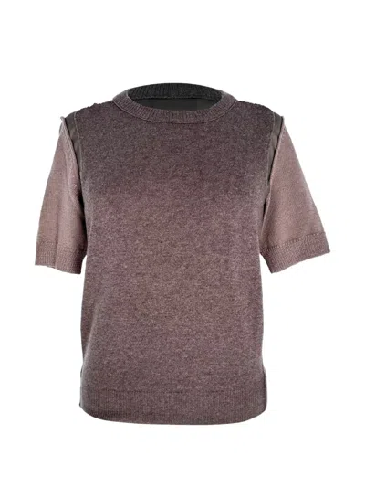 Pre-owned Lanvin Short-sleeve Knitted Top In Brown