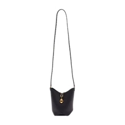 Lanvin Black Strap Pm Calf Leather Bucket Bag In Red