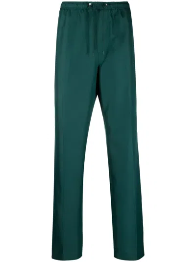 Lanvin Side-stripe Drawstring Cotton Trousers In Green