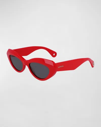 Lanvin Signature Acetate Cat-eye Sunglasses In Red