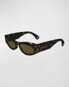 Lanvin Signature Acetate Cat-eye Sunglasses In Textured Brown Go