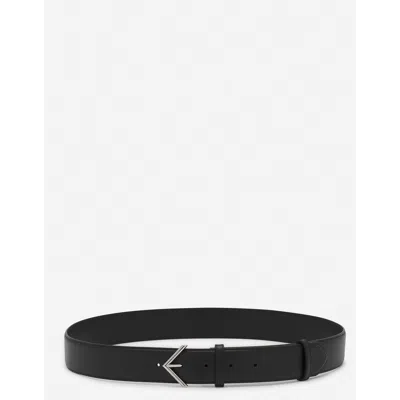 Lanvin Signature Belt In Smooth Leather In Black-black