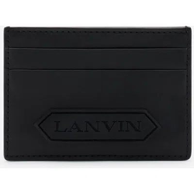 Lanvin Signature Leather Cardholder In Black