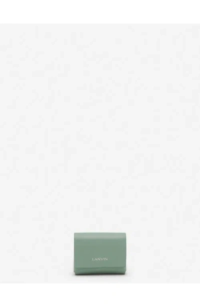 Lanvin Signature Leather Case For Airpods Pro In Vert De Gris