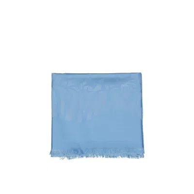 Lanvin Silk And Wool Scarf Women In Blue