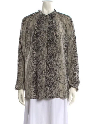 Pre-owned Lanvin Silk Animal Print Blouse In Neutral