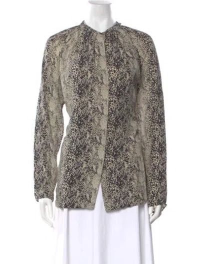 Pre-owned Lanvin Silk Animal Print Blouse In Neutral