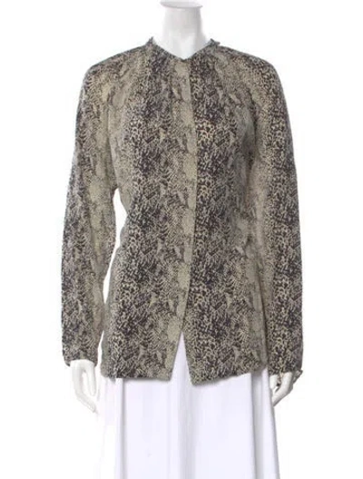 Pre-owned Lanvin Silk Animal Print Blouse In Neutrals
