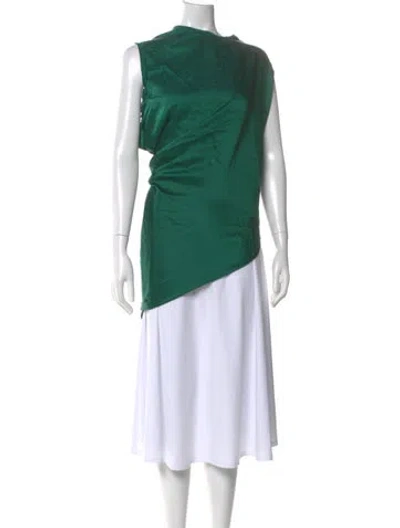 Pre-owned Lanvin Silk Asymmetrical Blouse In Green