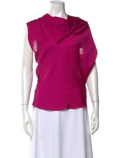 Pre-owned Lanvin Silk Asymmetrical Top In Purple