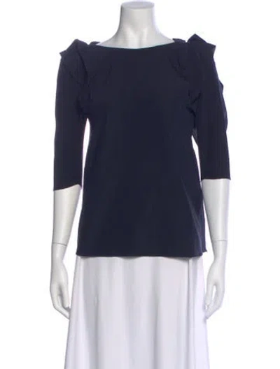 Pre-owned Lanvin Silk Bateau Neckline Top In Blue
