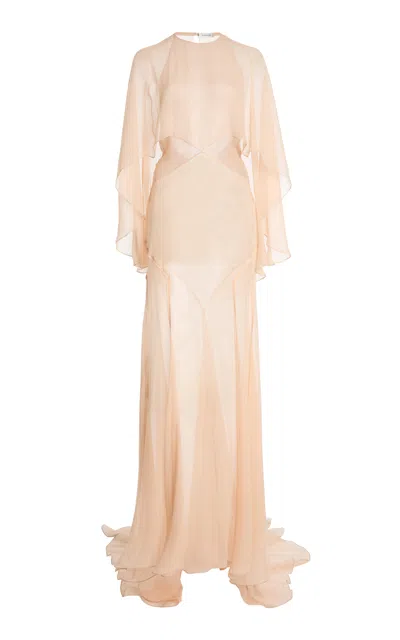 Lanvin Silk Cape Gown In Pink