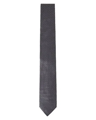 Lanvin Silk Chevron Striped Tie In Gray
